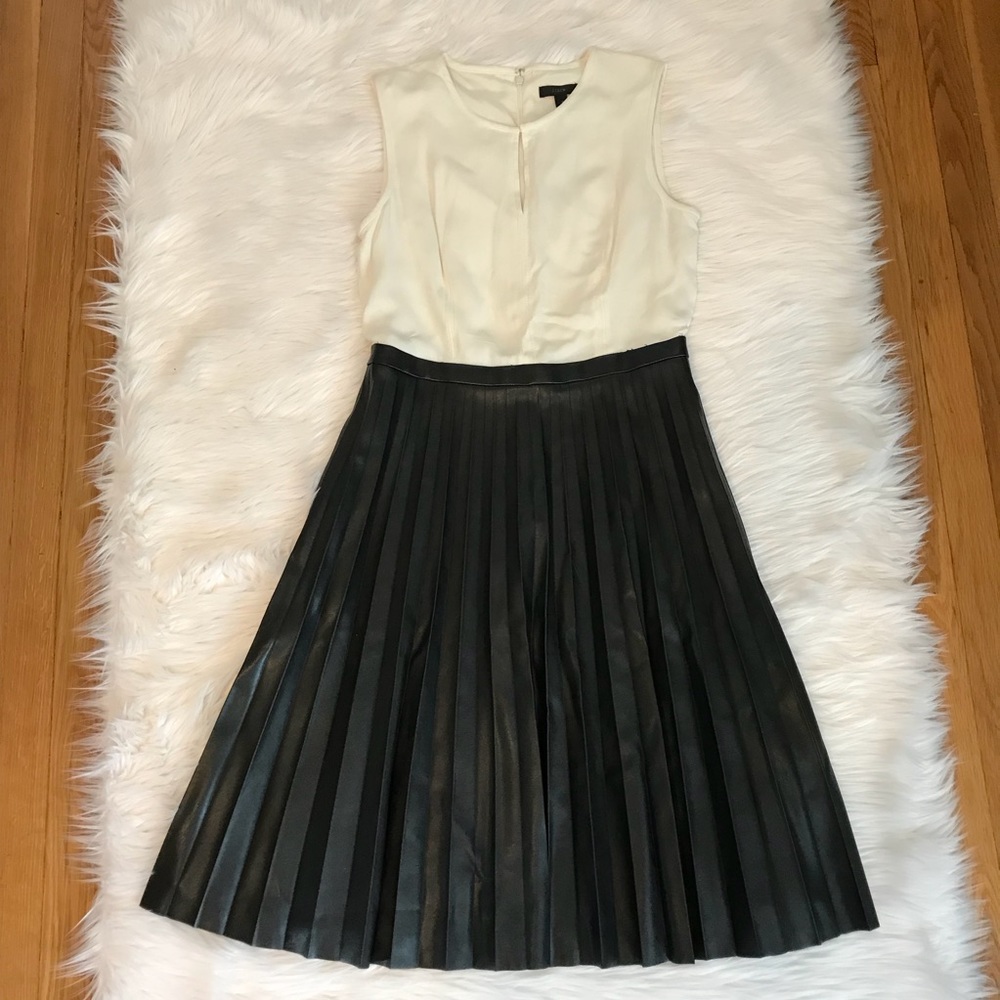 J.Crew Two Tone Pleated Faux Leather Dress
